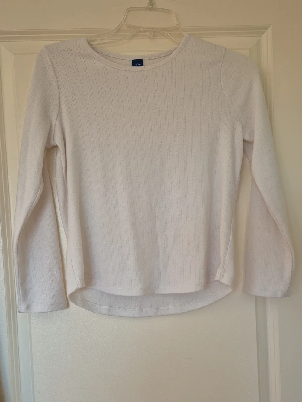 Old Navy Cream-color Ribbed Long-Sleeve Crewneck Tee